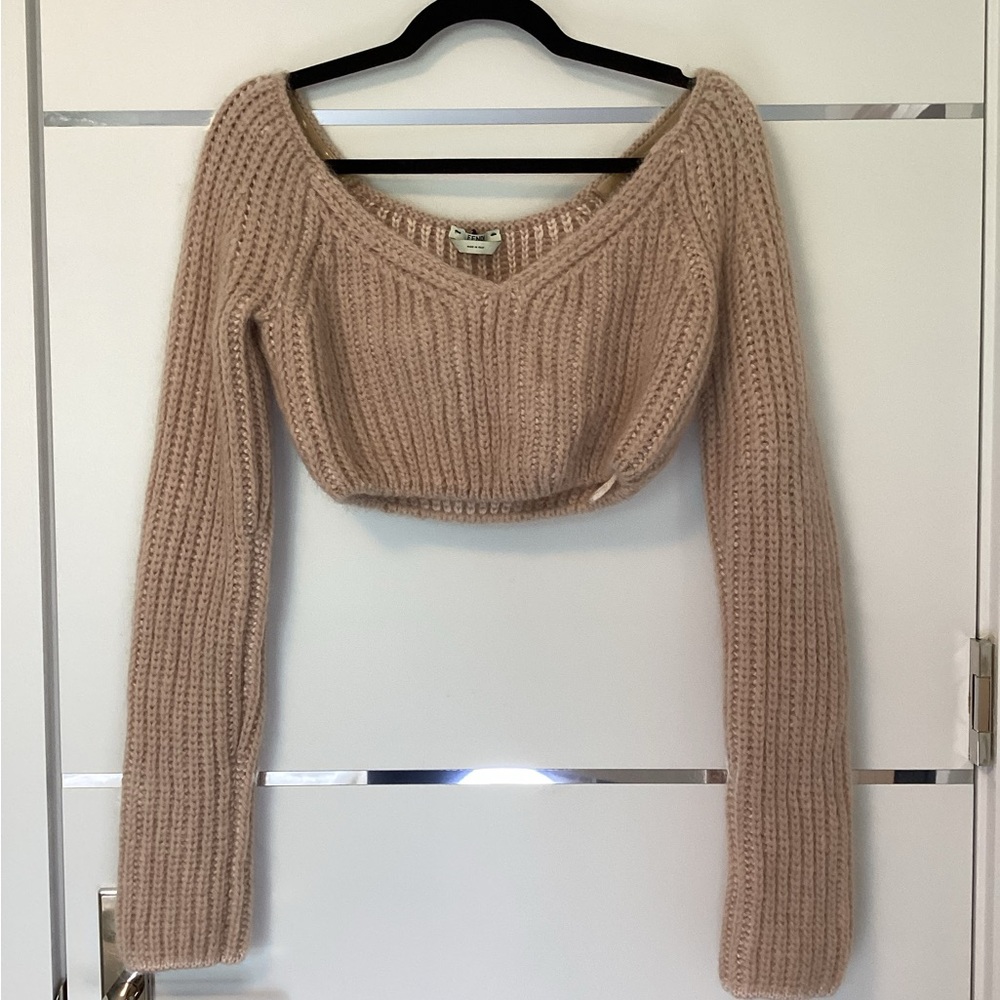 Fendi Off-the-Shoulder Tan Sweater